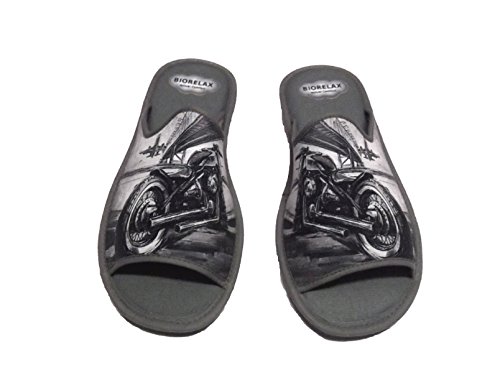 Zapatillas de Estar por casa/Biorelax/Hombre/Primavera-Verano/Dibujo Moto/Puntera Destapada/con Cámara de Aire/Talla 42