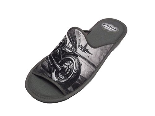 Zapatillas de Estar por casa/Biorelax/Hombre/Primavera-Verano/Dibujo Moto/Puntera Destapada/con Cámara de Aire/Talla 42