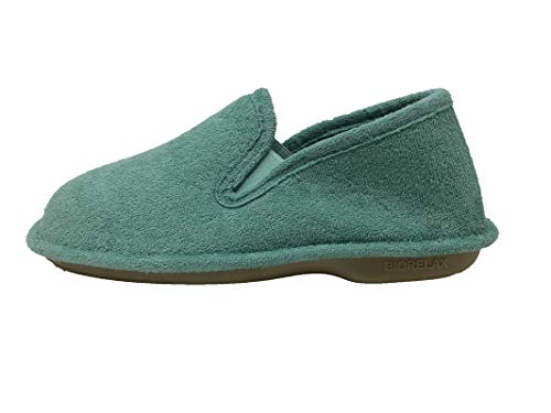Zapatillas de Estar por casa/Mujer/Biorelax/Primavera-Verano/Talón Cerrado/Algodón Rizo/Suela: Goma/Talón Acolchado/Color Aguamar/Talla 35