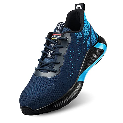 Zapatos de Seguridad Hombre Botas de Trabajo Mujer Botas de Seguridad Botas Puntera de Acero Botas de Seguridad Calzado de Seguridad Deportivo Verano Tenis de Seguridad para Hombre(Azul 41)
