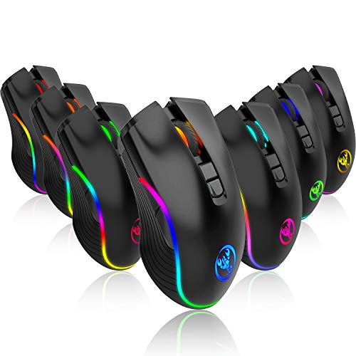 Zienstar-Ratón Inalámbrico para Juegos de 2,4 GHz con Retroiluminación RGB,Puerto de Carga Rápida Tipo C-Negro
