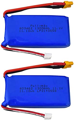 ZYGY 2PCS 11,1V 1300mah batería de Litio de Cabeza XT30 para batería de avión de ala Fija con Control Remoto Wltoys XK X450