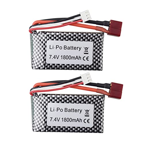 ZYGY 2PCS 7,4V 1800mah T-Head batería de Litio de Alta Velocidad para WLTOYS A959-B A969-B A979-B K929-B 144001 RC batería de Repuesto para vehículos Todoterreno de Alta Velocidad