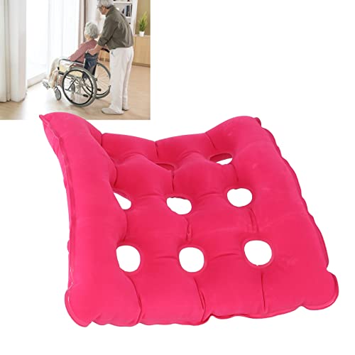 01 02 015 Cojín Inflable para Silla, Cojín para Asiento de Aire, de Forma Cuadrada, Cómodo, Grueso, Alivio de Presión para Silla para Silla de Ruedas(Cojín Cuadrado Rosa Rojo)