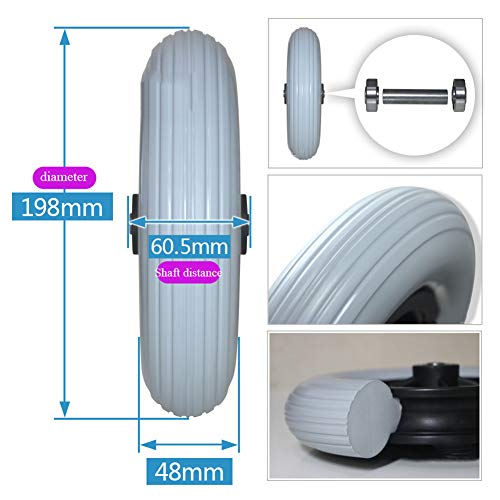 1 Par De Ruedas Giratorias para Silla De Ruedas De 8"Rueda Delantera Pequeña 200x50 Accesorios para Ruedas Universales Neumático Sólido Resistente Al Desgaste para Silla De Ruedas Eléctrica, Gris