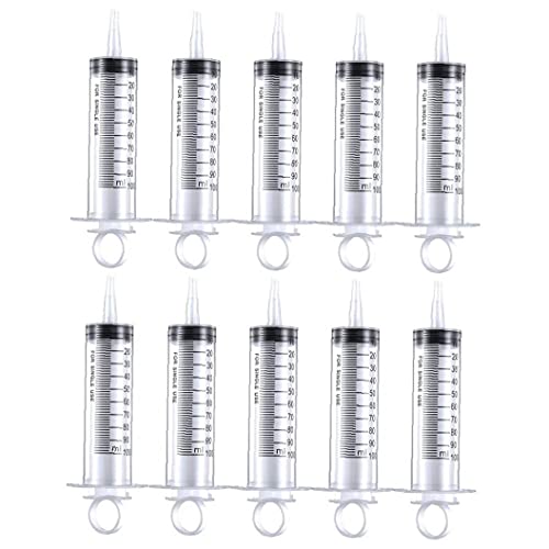 100 ml Jeringa de plástico para medir líquidos experimentos de laboratorio Herramienta de dispensación Jeringa 10PCS