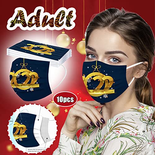 10pcs Adultos,Desechable con 3 Capa Surtidos,Dibujos Animados para Actividades Aire Libre,Patrón Adornos Navidad,Fiesta para Familia