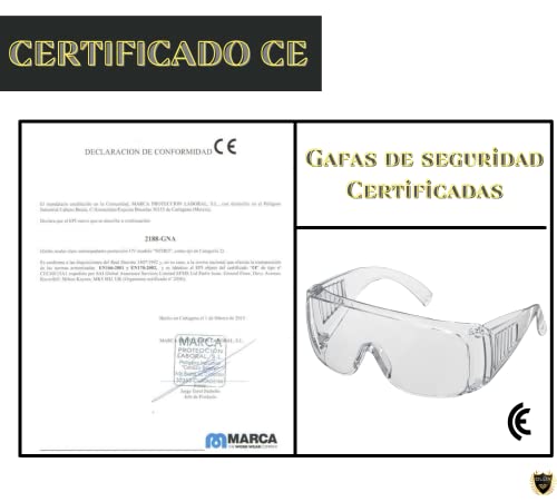 2 Gafas de seguridad y trabajo, para la protección de tus ojos en el ámbito sanitario, industrial y agrícola | Gafas de seguridad anti vaho icluye 2 gafas de protección y trabajo.