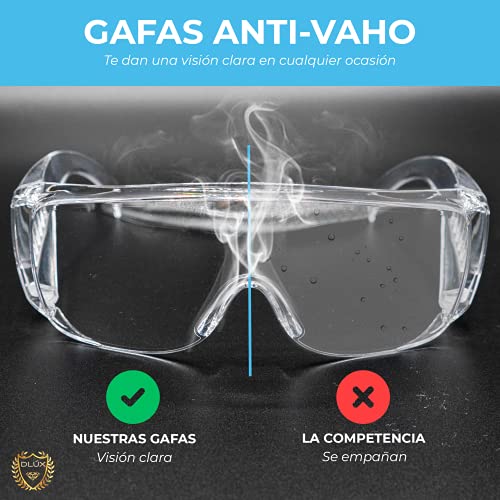 2 Gafas de seguridad y trabajo, para la protección de tus ojos en el ámbito sanitario, industrial y agrícola | Gafas de seguridad anti vaho icluye 2 gafas de protección y trabajo.