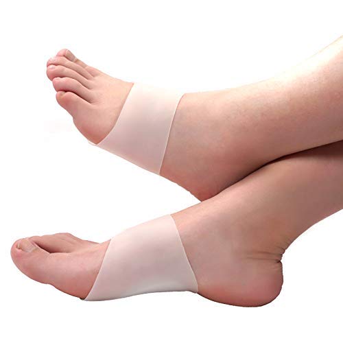2 pares plantillas de gel para el arco del pie，Mnioky plantillas de gel suave para el apoyo y alivio del dolor para pies planos y fascitis plantar Almohadillas de gel para espolones del talón