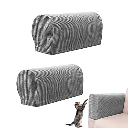 2 Piezas Silla Protectores de Brazos Sofá Protector Reposabrazos Sofá Cubre Apoyabrazos Sillones Elástico Lavable y Antimanchas Funda para Brazos de Sofá de Sofá para Protector de Muebles-Gris