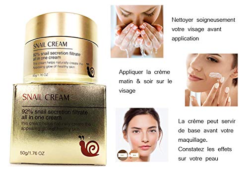 2 X CREMA BABA DE CARACOL ANTIARRUGAS, RESTAURADORA, REGENERATIVA, HIDRATANTE, LUCHA CONTRA EL ACNE, MANCHAS, CICATRICES - 50G