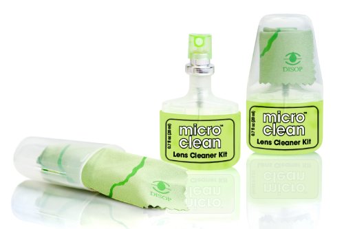 2 x Spray Limpia Gafas con Microfibra, Kit de Viaje y de Bolsillo, Limpiador Óptico Sin Alcohol y con Aroma, 2 x 20 ml (2 x Manzana)