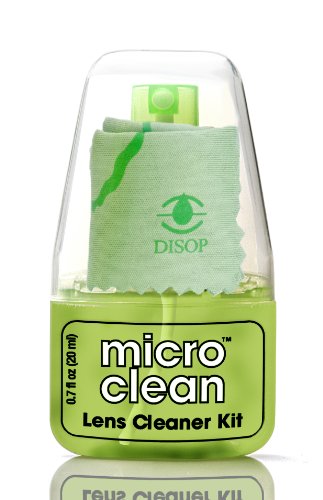 2 x Spray Limpia Gafas con Microfibra, Kit de Viaje y de Bolsillo, Limpiador Óptico Sin Alcohol y con Aroma, 2 x 20 ml (2 x Manzana)