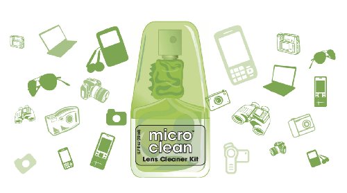 2 x Spray Limpia Gafas con Microfibra, Kit de Viaje y de Bolsillo, Limpiador Óptico Sin Alcohol y con Aroma, 2 x 20 ml (2 x Manzana)
