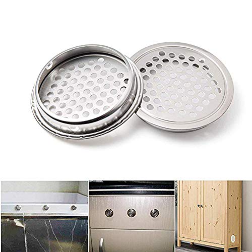 20 Piezas Rejilla De VentilacióN, Rejilla De VentilacióN De Acero Inoxidable, Rejilla De ExtraccióN De Aire Redonda Ø53Mm, Para BañO HabitacióN Oficina, Gabinete, Guardarropa, Gabinete Del Zapato