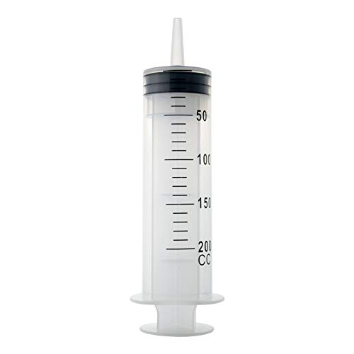 200 ml Jeringa, Jeringas de Plástico, Grande Jeringa Dosificadora de Líquidos para Laboratorios Científicos, Riego, Relleno, Múltiples Usos (1, 200ml)