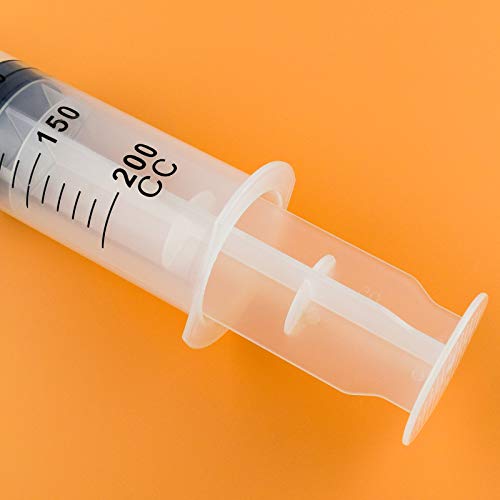200 ml Jeringa, Jeringas de Plástico, Grande Jeringa Dosificadora de Líquidos para Laboratorios Científicos, Riego, Relleno, Múltiples Usos (1, 200ml)