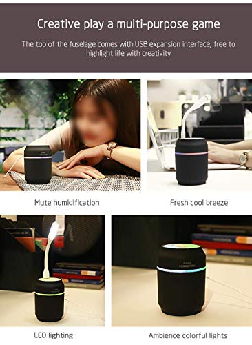 200 ml Mini Humidificador Ultrasónico Latas Humidificador con Diseño de Respiración Luz Nocturna Ventilador Doble Anti-Dirt Cover