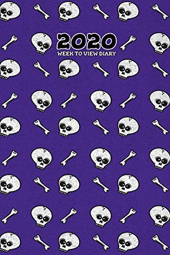 2020 Week To View Diary: Skull and bones themed diary (Purple) with week to view and month to view planners. Includes habit tracking and goal ... important contacts, and dotted note paper.