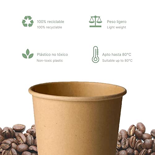 250 Vasos Desechables de Café para Llevar - Vasos de Cartón Kraft de 200ml Biodegradables Tazas de Te para Bebidad Frias y Calientes Compatible con Cafeteras Nespresso y Dolce Gusto …