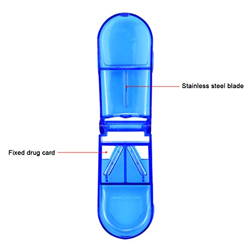 2pcs Cortador Píldoras, 2 en 1 Divisor de Píldoras Caja de Píldoras para Píldoras Pequeñas Grandes, Cortador de Tabletas Divisor medicina para dividir el corte píldoras (8.5cm x 4cm x 2.5cm)