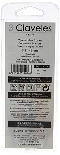 3 Claveles Tijera Para Uñas, Curvas, Acero Carbono, 3.5", color Gris, 35 g