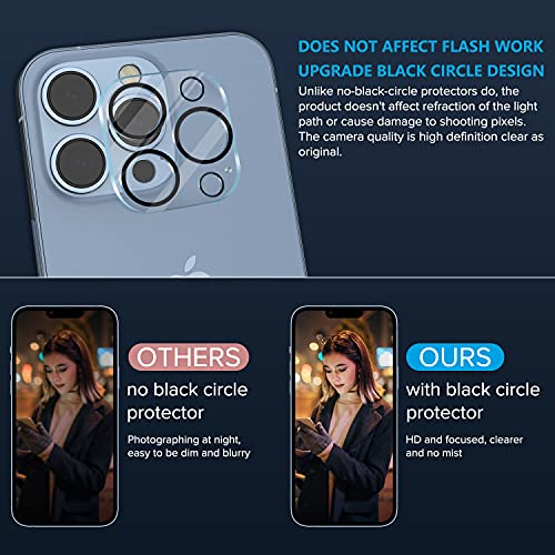 [3 Pack] Protector de Lentes de Cámara Compatible con iPhone 13 Pro, iPhone 13 Pro Max,Cubierta de Lente de Cámara Ultra Delgada Transparente