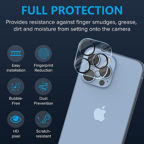 [3 Pack] Protector de Lentes de Cámara Compatible con iPhone 13 Pro, iPhone 13 Pro Max,Cubierta de Lente de Cámara Ultra Delgada Transparente