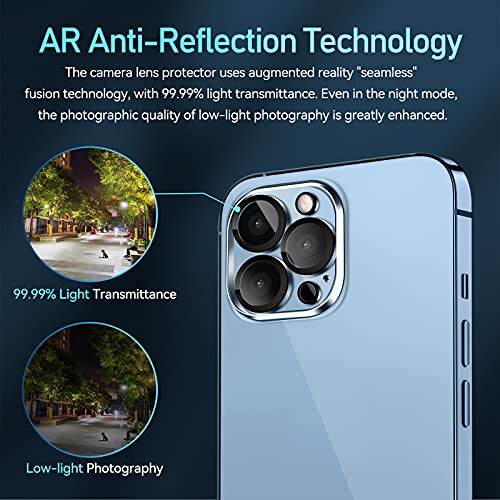 [4 Pack] ivoler Protector de Lente de Cámara Compatible con iPhone 13 Pro (6.1 pulgadas) y iPhone 13 Pro Max (6.7 pulgadas) Cristal Templado, [9H Dureza ] [Sin Burbujas] HD Vidrio Templado