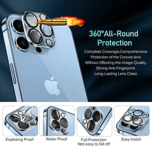 [4 Pack] ivoler Protector de Lente de Cámara Compatible con iPhone 13 Pro (6.1 pulgadas) y iPhone 13 Pro Max (6.7 pulgadas) Cristal Templado, [9H Dureza ] [Sin Burbujas] HD Vidrio Templado