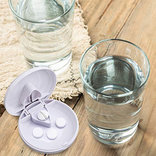 4 Piezas Píldora Cortador, NALCY Medicina Tablet Píldora Cortador Divisor,Cortador de Pastillas con Hoja de Acero Inoxidable de Compartimiento de Almacenamiento Caja