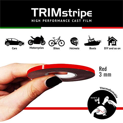 4R Quattroerre.it 10453 Franjas Trim Tiras Adhesivas para Coche, Rojo, 3 mm x 10 MT