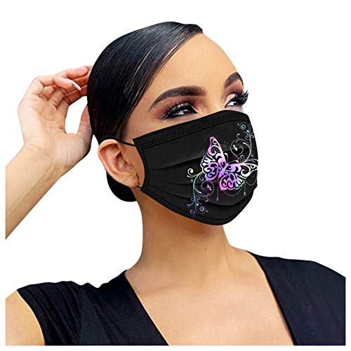 50 Piezas Adulto Estampado Flores De Mariposas Respirable Mascarilla_Desechable sz315