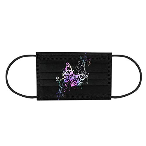 50 Piezas Adulto Estampado Flores De Mariposas Respirable Mascarilla_Desechable sz315