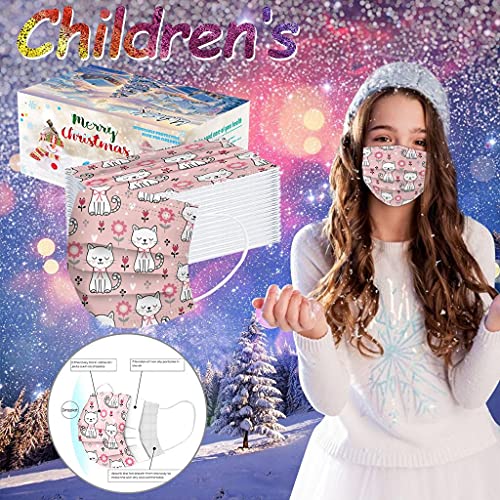 50 Piezas Niños,Desechable 3 Capa para Infantiles,Dibujos Animados para Actividades al Aire Libre, Escuela,Fiesta de Navidad