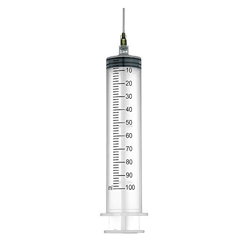 5x 100ml jeringas con 14 gx1.0 Blunt Tip Rellene Agujas y tapas de almacenamiento (Luer Lock)
