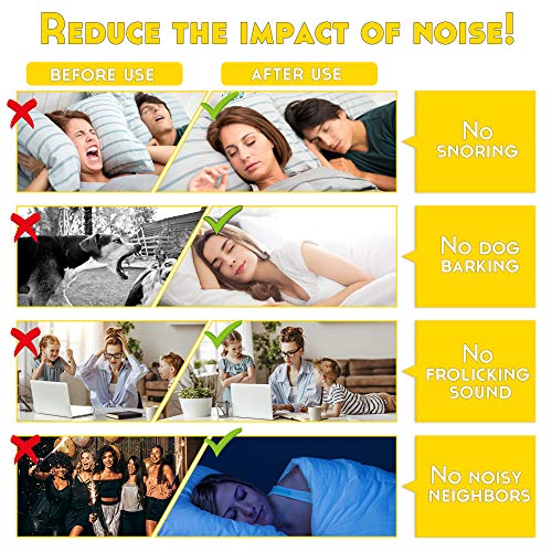 60 Pares Tapones Oido Espuma, Tapones Para Dormir con SNR de 38 dB, Protección Auditiva, Tapones Para Oidos, Roncar, Ruido de Construcción, Aviones, Trabajo, Aaprendizaje, Viajes, Amarillo