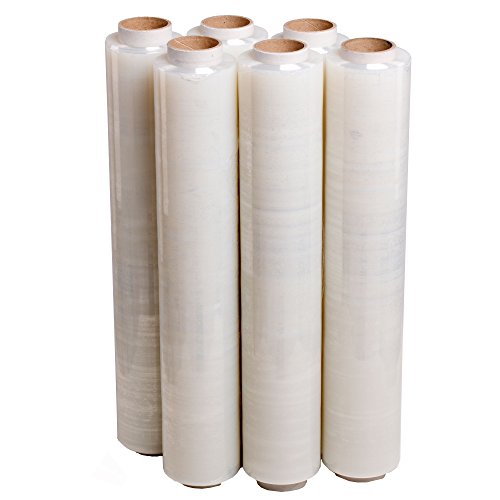 (6x) Rollos Film Estirable para retractilar palets | Plástico Retractil Extensible Polietileno | Peso: 2 kg - espesor: 23 micras - Largo: 250 mts