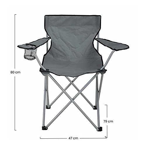 7H SEVEN HOUSE Pack 2 Sillas Plegables de Camping con Posavasos 79x47x80cm 7house