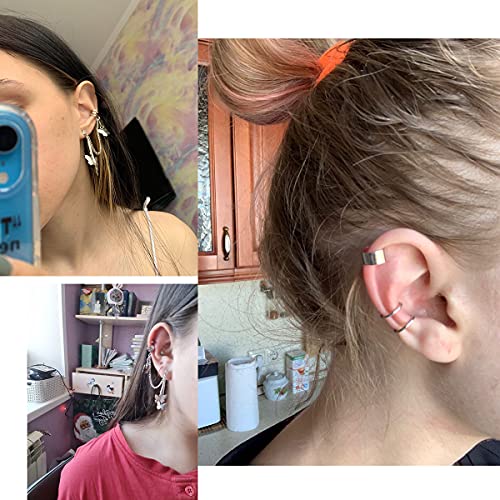 8 Pares Mariposa Pendientes Cartilago Oreja Sin Agujero Pendientes Oreja Sin Agujero Clip Pendientes Falsos Pendientes para Mujer Niña