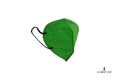 A AIRNATECH Mascarillas FFP2 Verde pack de 10 unidades. Marcado CE0161 Homologadas - Normativa EN149: 2001+A1: 2009 - 5 Capas de 95% Filtración - Mascarilla ffp2 protección respiratoria