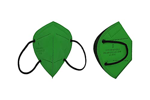 A AIRNATECH Mascarillas FFP2 Verde pack de 10 unidades. Marcado CE0161 Homologadas - Normativa EN149: 2001+A1: 2009 - 5 Capas de 95% Filtración - Mascarilla ffp2 protección respiratoria