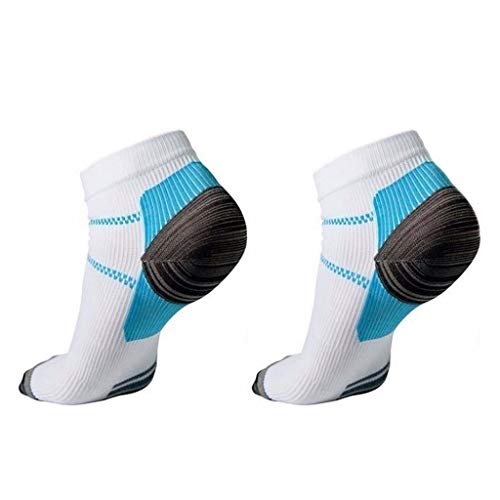 A0127 1 par de calcetines cortos para fascitis plantar de compresión de corte bajo para soporte de arco, atlético, gimnasio, deporte, correr, transpirables. W Talla única
