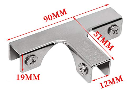 Abrazadera de vidrio en forma de T de acero inoxidable, soporte de vidrio, apto para vidrio de 8 a 10 mm de grosor, con tornillos (paquete de 4)