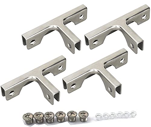 Abrazadera de vidrio en forma de T de acero inoxidable, soporte de vidrio, apto para vidrio de 8 a 10 mm de grosor, con tornillos (paquete de 4)