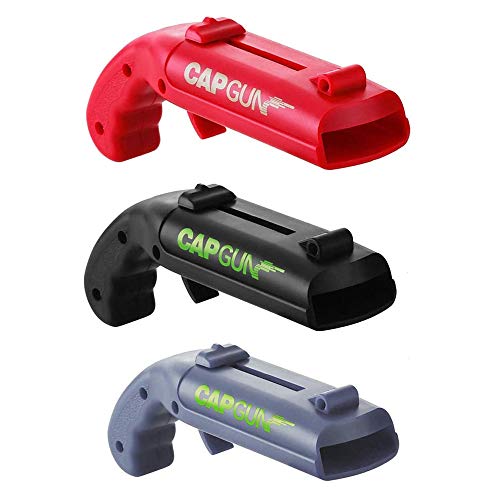 Abridor de botellas de pistola de tapa, disparador de cerveza, juguete de tendencia impresionante para juegos de fiesta para beber, dispara a más de 5 metros (3 Pack)