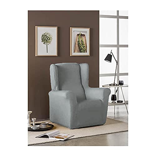Acomoda Textil - Funda para Sillón Relax Elástica y Ajustable. Funda Diseño Moderno y Resistente XXL. (Funda Sillón Orejero, Gris Claro)