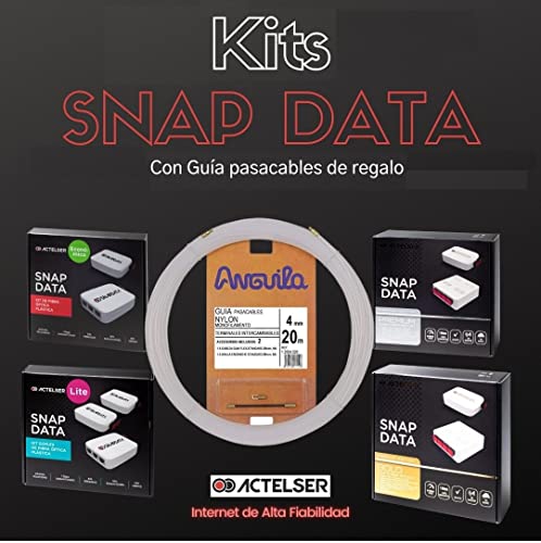 ACTELSER Kit Single Snap Data de Fibra Optica Plastica (40 Metros) ¡¡Ahora con GUIA PASACABLES DE Regalo!!