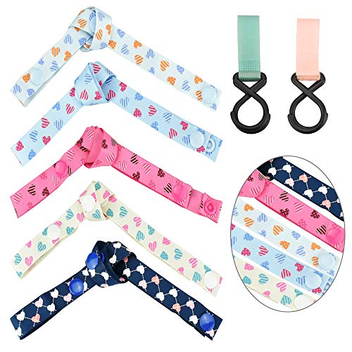 AFASOES 5 Pcs Correa Juguetes Bebe Carro Sujeta Juguetes Carrito Bebe Cadena Bebe Chupete Correas para Juguetes Bebe Cintas Juguetes Bebe 2 Pcs Banda de Magico con Gancho para Juguete Chupete Botella